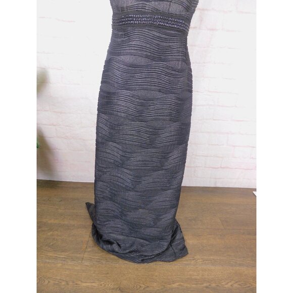 Scarlett Black Textured Gown 6 Beaded Waist Keyhole - Picture 8 of 12